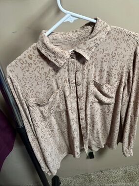 Pink Rose Taupe Textured Blouse with Subtle Print